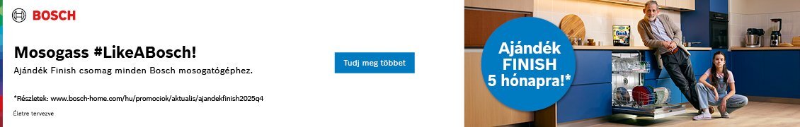 Bosch mosogatógépekhez ajándék 5 hónapra elegendő Finish kapszula /regisztrációhoz kötött/