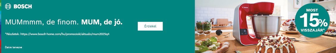 Bosch MUM konyhai robotgépek vásárlása esetén 15% pénzvisszatérítés! /regisztrációhoz kötött/ Bosch MUM konyhai robotgépek vásárlása esetén 15% pénzvisszatérítés! /regisztrációhoz kötött/