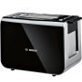Bosch TAT8613N kenyérpirító, styline, fekete, 9 pirítási fokozat, mirrorheating, kiolvasztás, melegítés, melegítőrács, 860 w