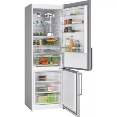 Bosch KGN49AIBT alulfagyasztós kombinált hűtőszekrény, nemesacél, 203 cm, 70 cm széles, 311/129 l, nofrost, vitafresh, gyorsfagyasztás, gyorshűtés