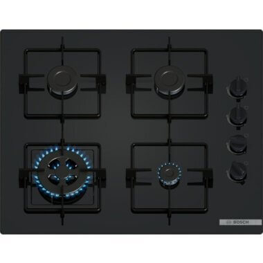 Bosch POH6B6K30 beépíthető gázfőzőlap, 60cm, wok, üveglapos kivitel, oldalgombos vezérlés, szikragyújtás, zománcozott edénytartó rács