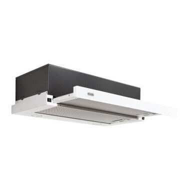 Evido Slimlux 60GW beépíthető teleszkópos páraelszívó, fehér üveg előlap, 60 cm, 400 m3/óra, billenőkapcsolós vezérlés, led világítás